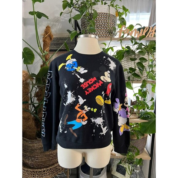 Disneyland Crewneck Sweatshirt Black Vintage xL kids Fits small to a medium WOME - Picture 1 of 5